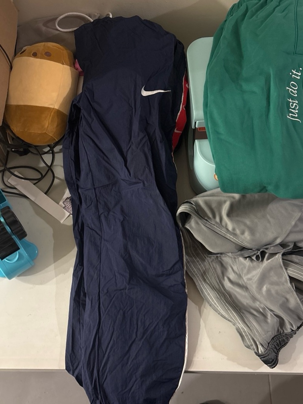 Nike Navy and White Athletic Track Pants